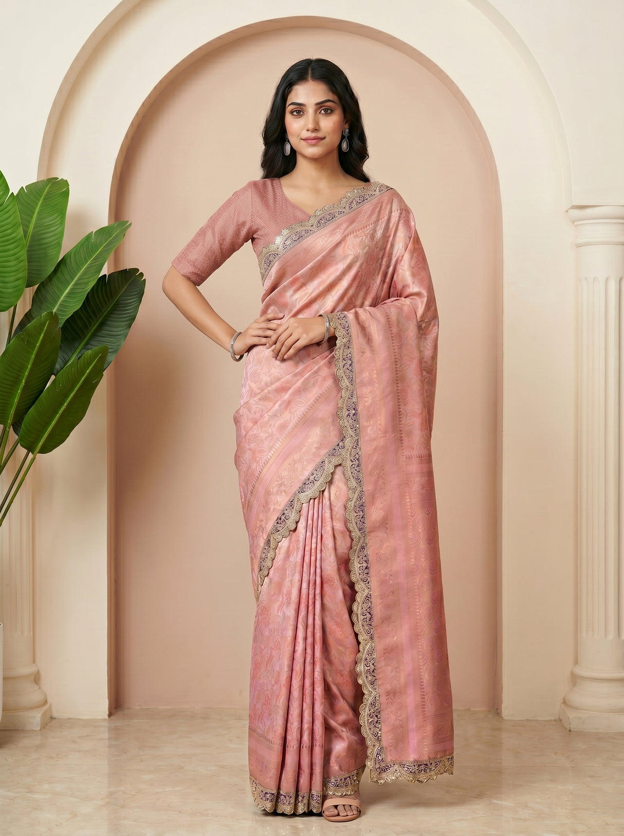 MIMOSA Pink Saree Saree — pose 4 styling detail