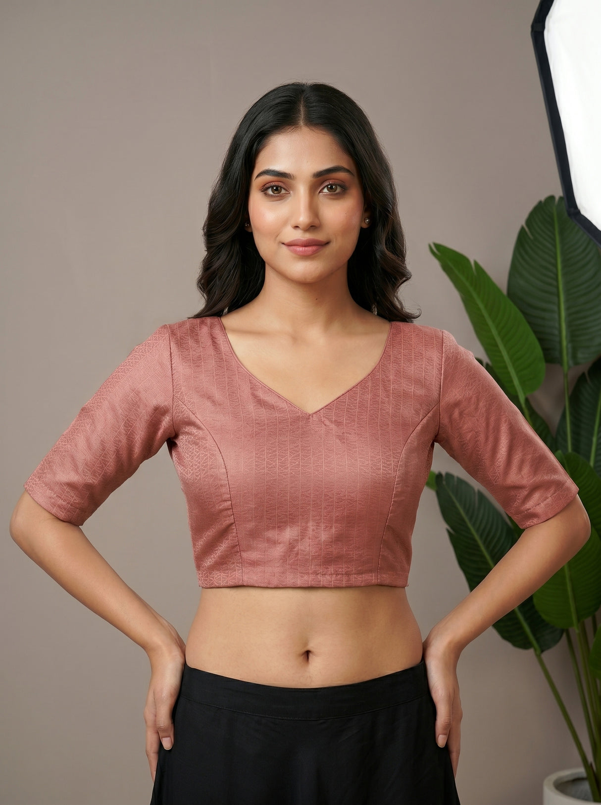 MIMOSA Pink Saree Saree — blouse close-up