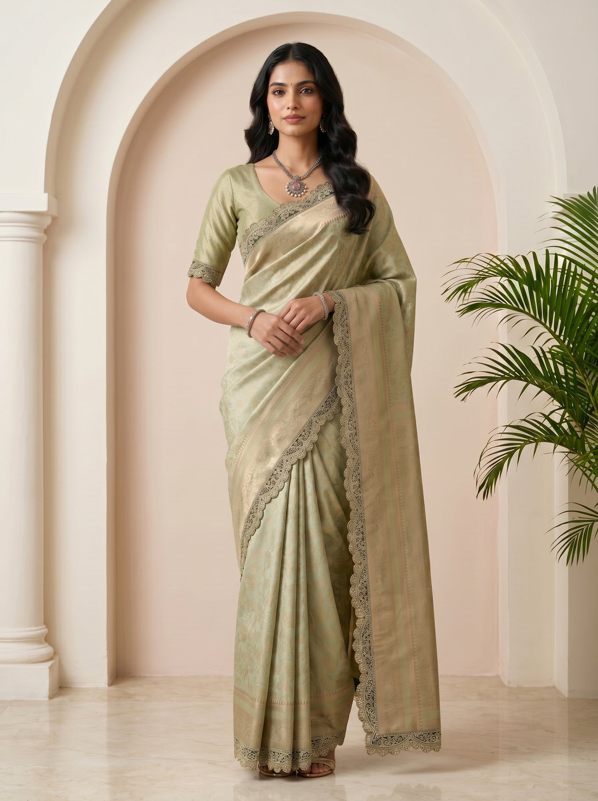 MIMOSA Pista Saree Saree — pose 10 styling detail