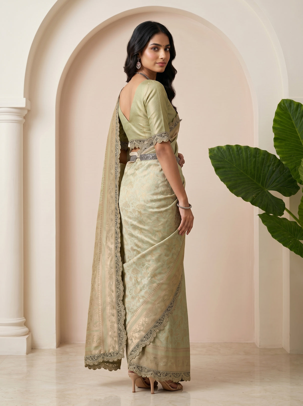 MIMOSA Pista Saree Saree — pose 7 styling detail