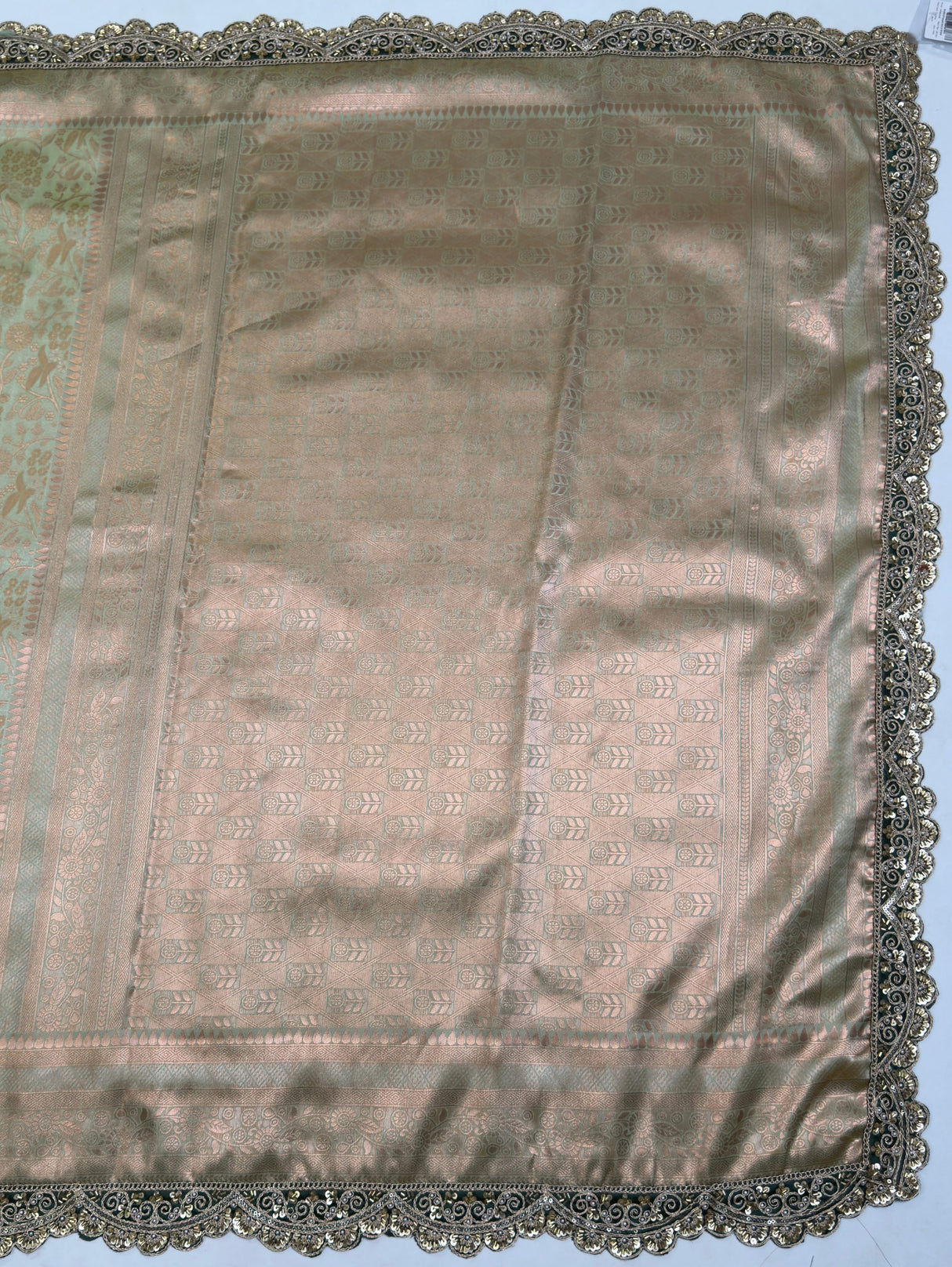 MIMOSA Pista Saree Saree — pallu and zari work detail