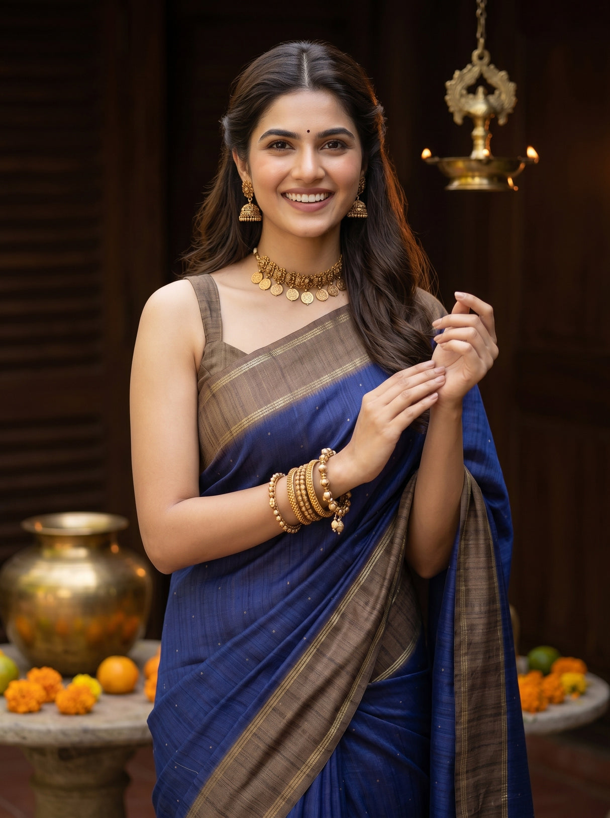 MIMOSA Navy Saree Saree — pose 10 styling detail