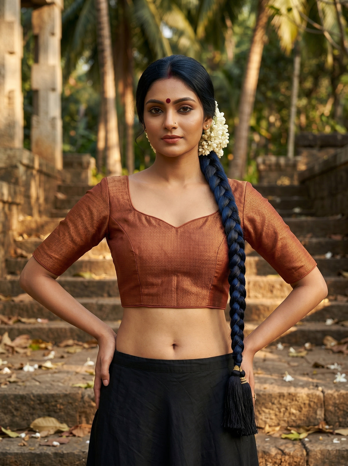 MIMOSA White Kanjivaram Saree — blouse close-up