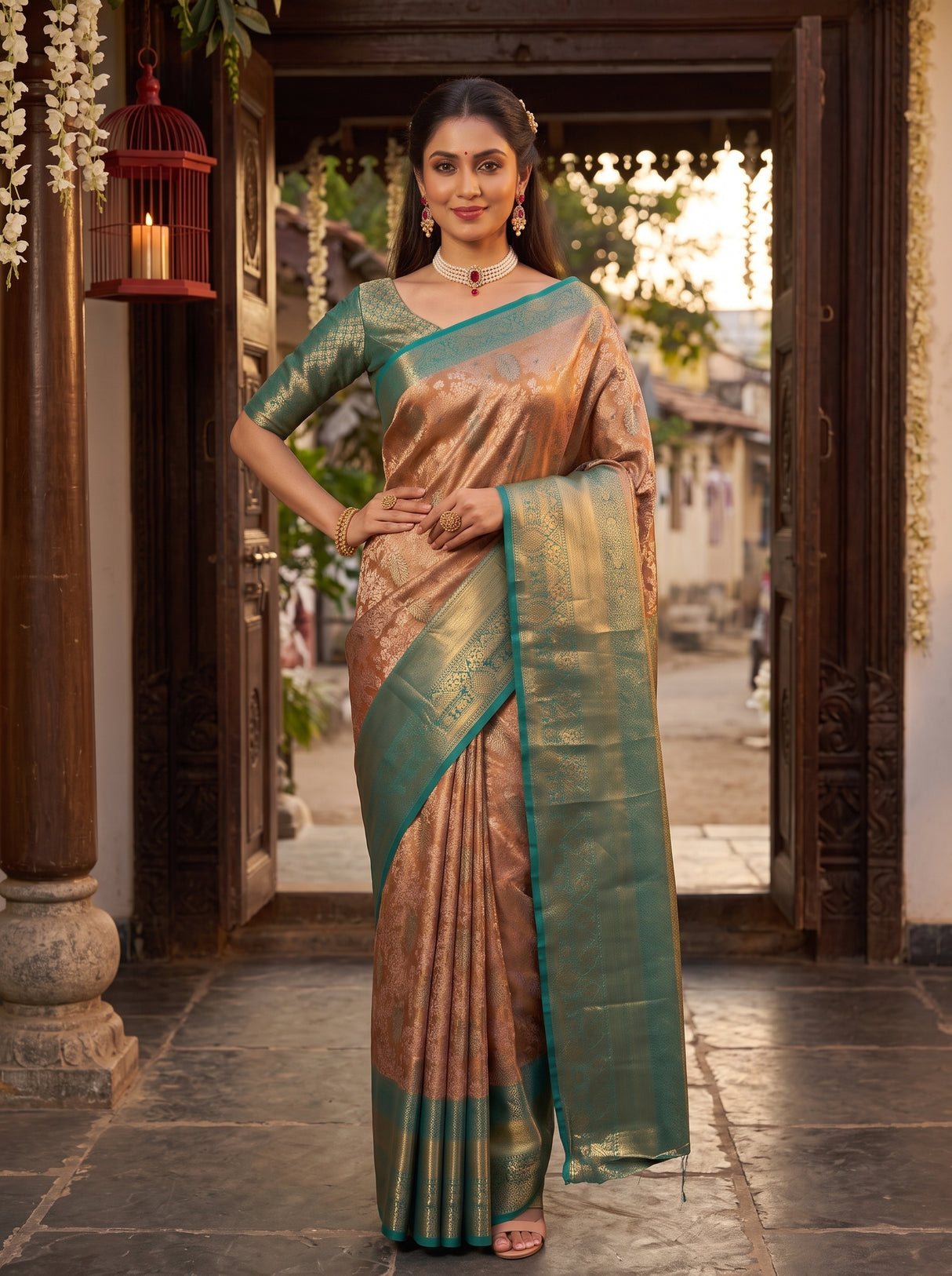 MIMOSA Maroon Saree Saree — pose 4 styling detail