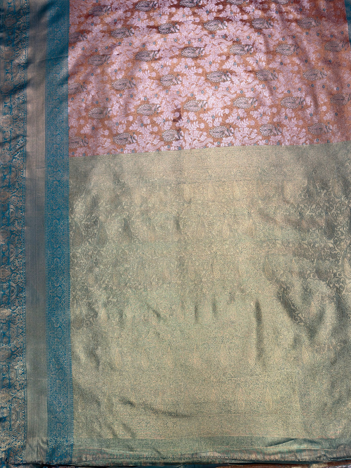 MIMOSA Maroon Saree Saree — pallu and zari work detail