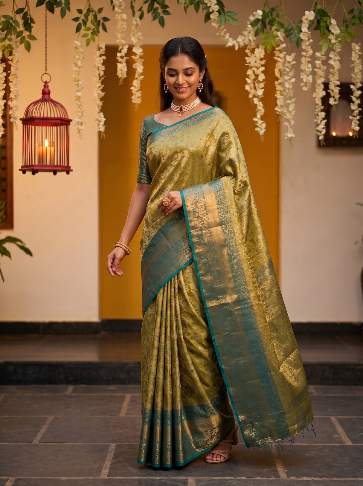 MIMOSA Olive Saree Saree — pose 9 styling detail