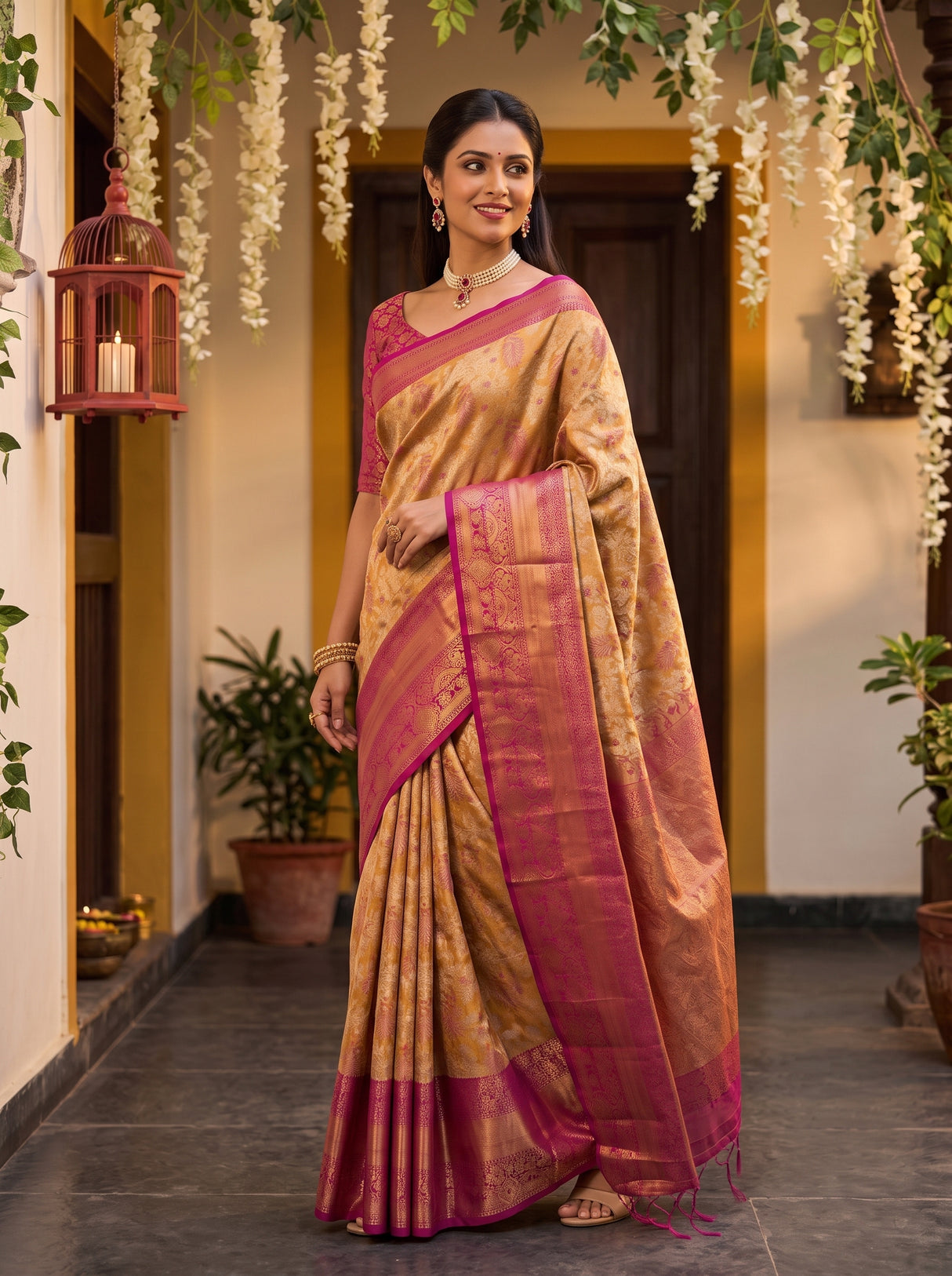 MIMOSA Orange Saree Saree — pose 5 styling detail