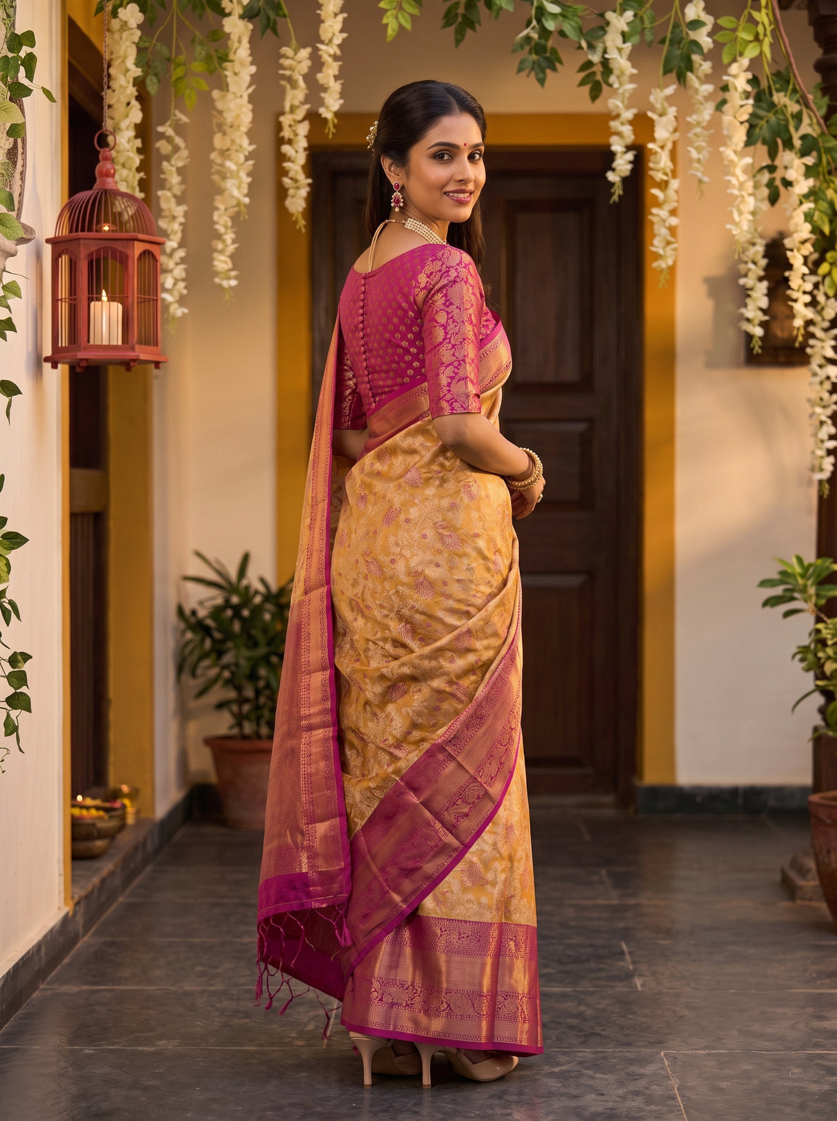 MIMOSA Orange Saree Saree — pose 7 styling detail