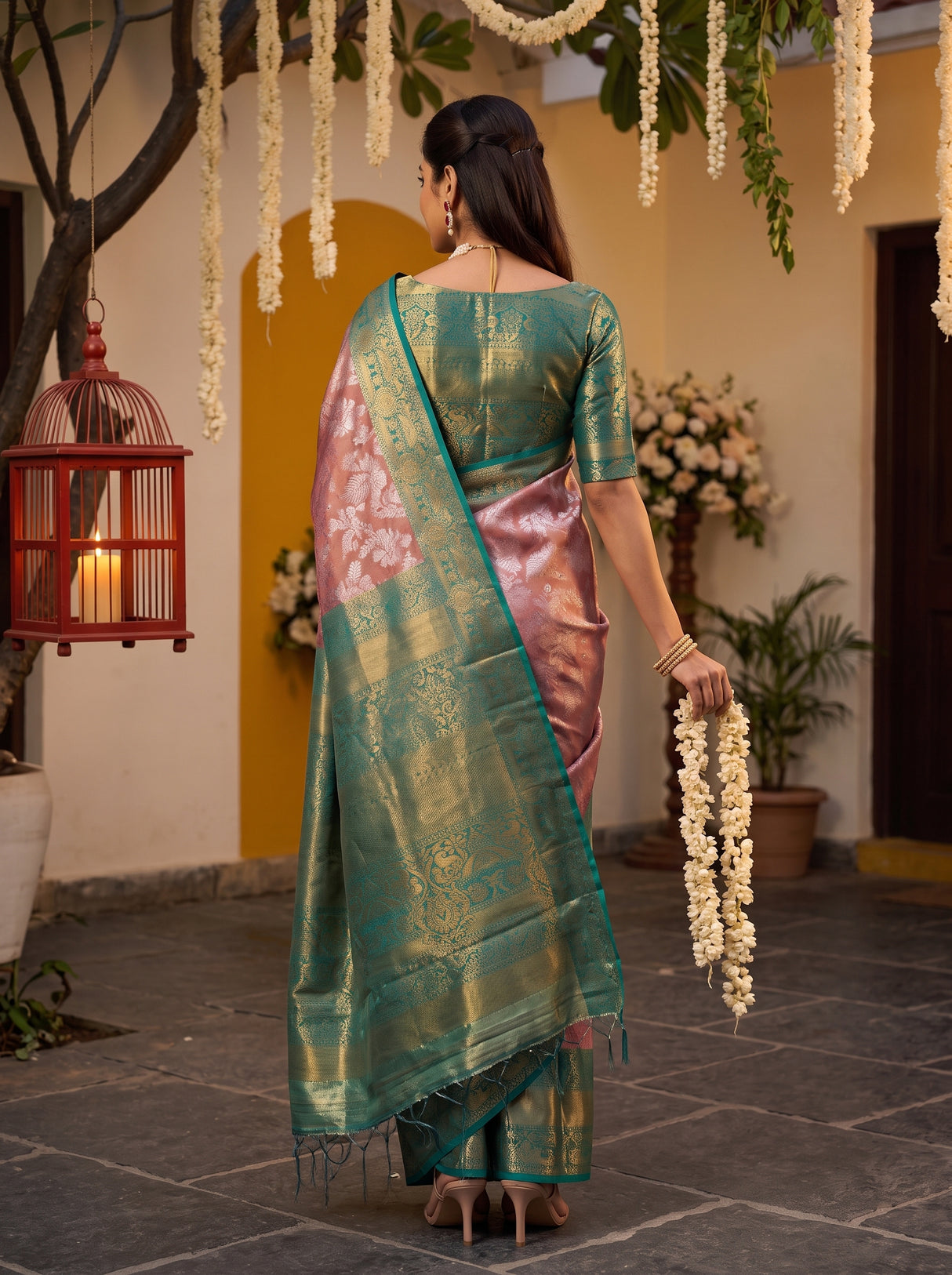 MIMOSA Pink Saree Saree — pose 2 styling detail