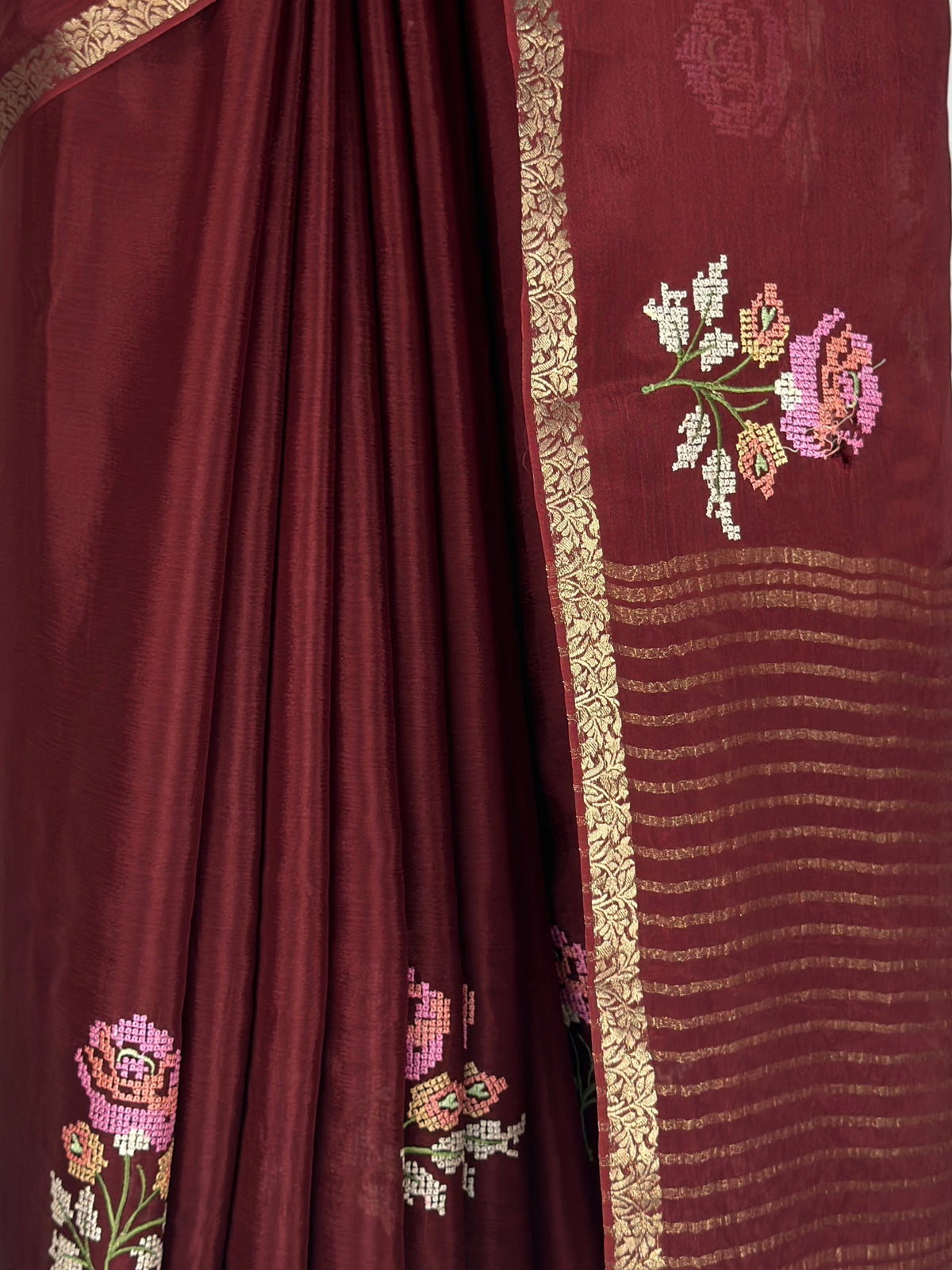 MIMOSA Chocolate Jaipur Saree — fleets shot full lifestyle