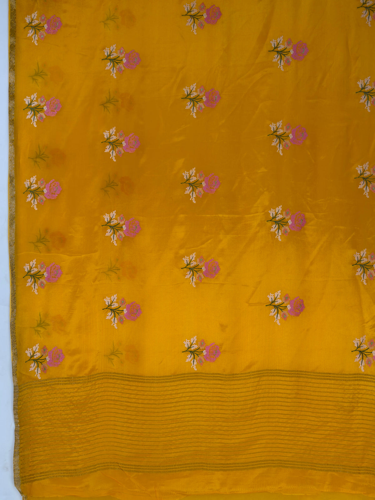 MIMOSA Gold Jaipur Saree — pallu and zari work detail