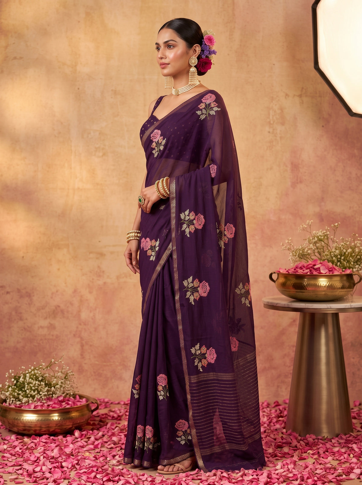 MIMOSA Jamun Jaipur Saree — pose 3 styling detail