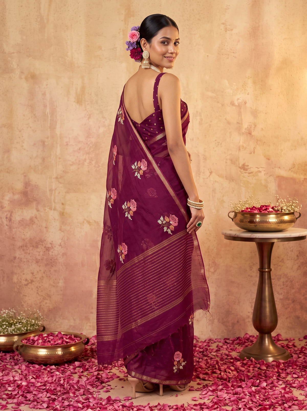 MIMOSA Magenta Jaipur Saree — pose 7 styling detail