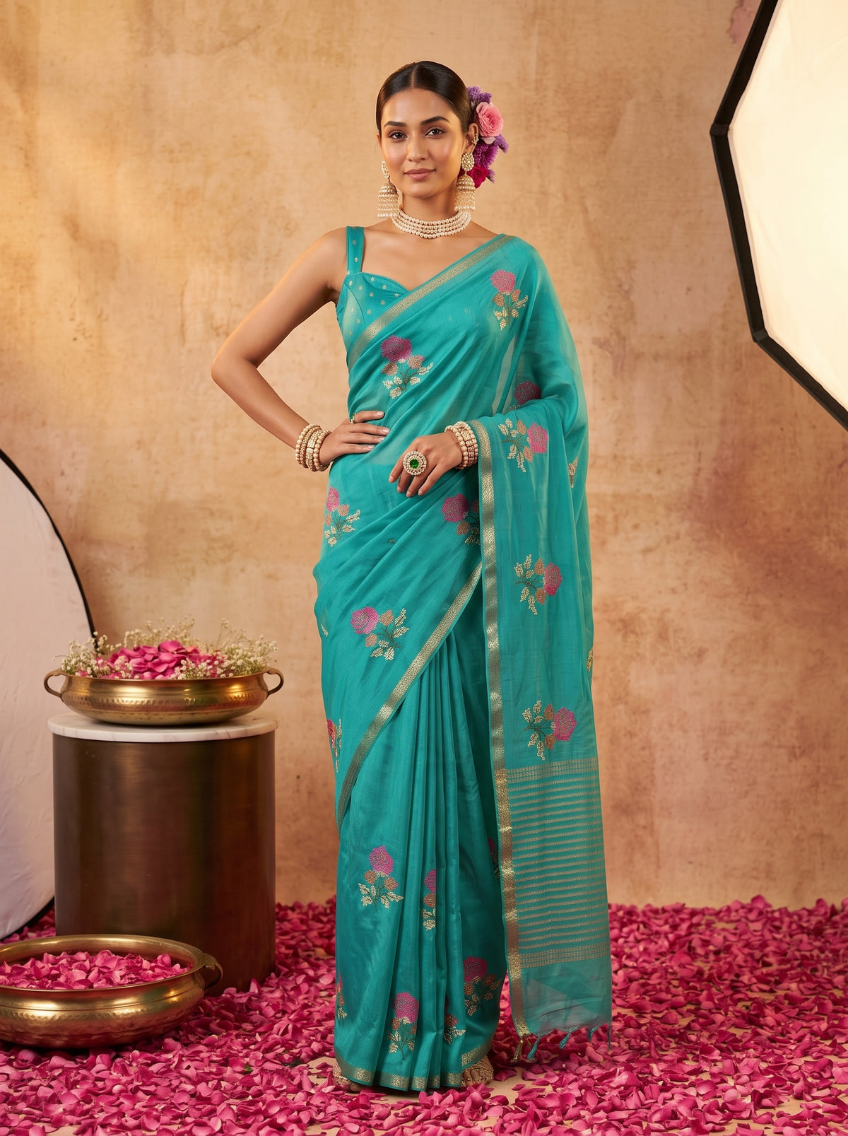 MIMOSA Rama Jaipur Saree — pose 4 styling detail