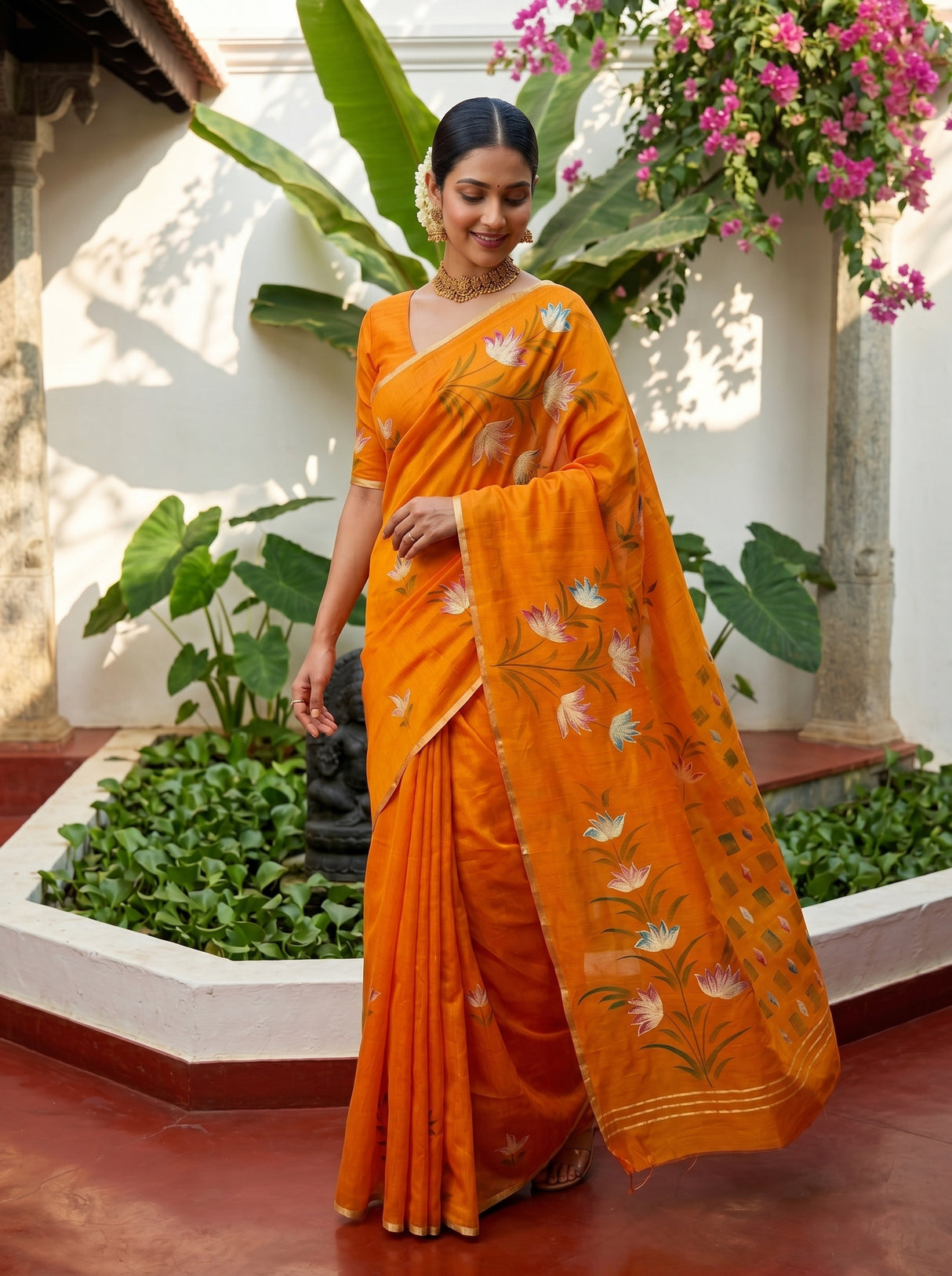 MIMOSA Gold Banarasi Art Silk Saree — pose 9 styling detail