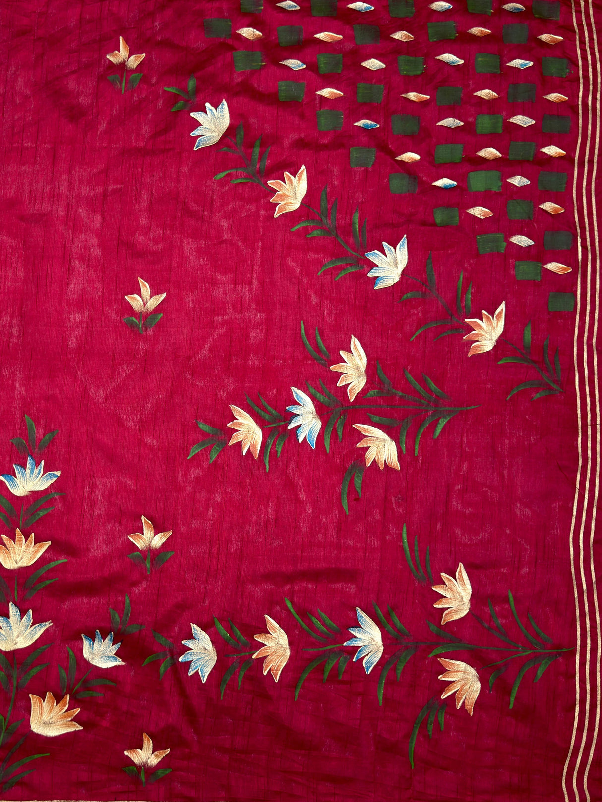 MIMOSA Maroon Banarasi Art Silk Saree — pallu and zari work detail