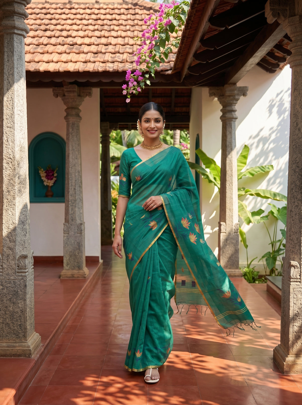 MIMOSA Rama Banarasi Art Silk Saree — pose 6 styling detail