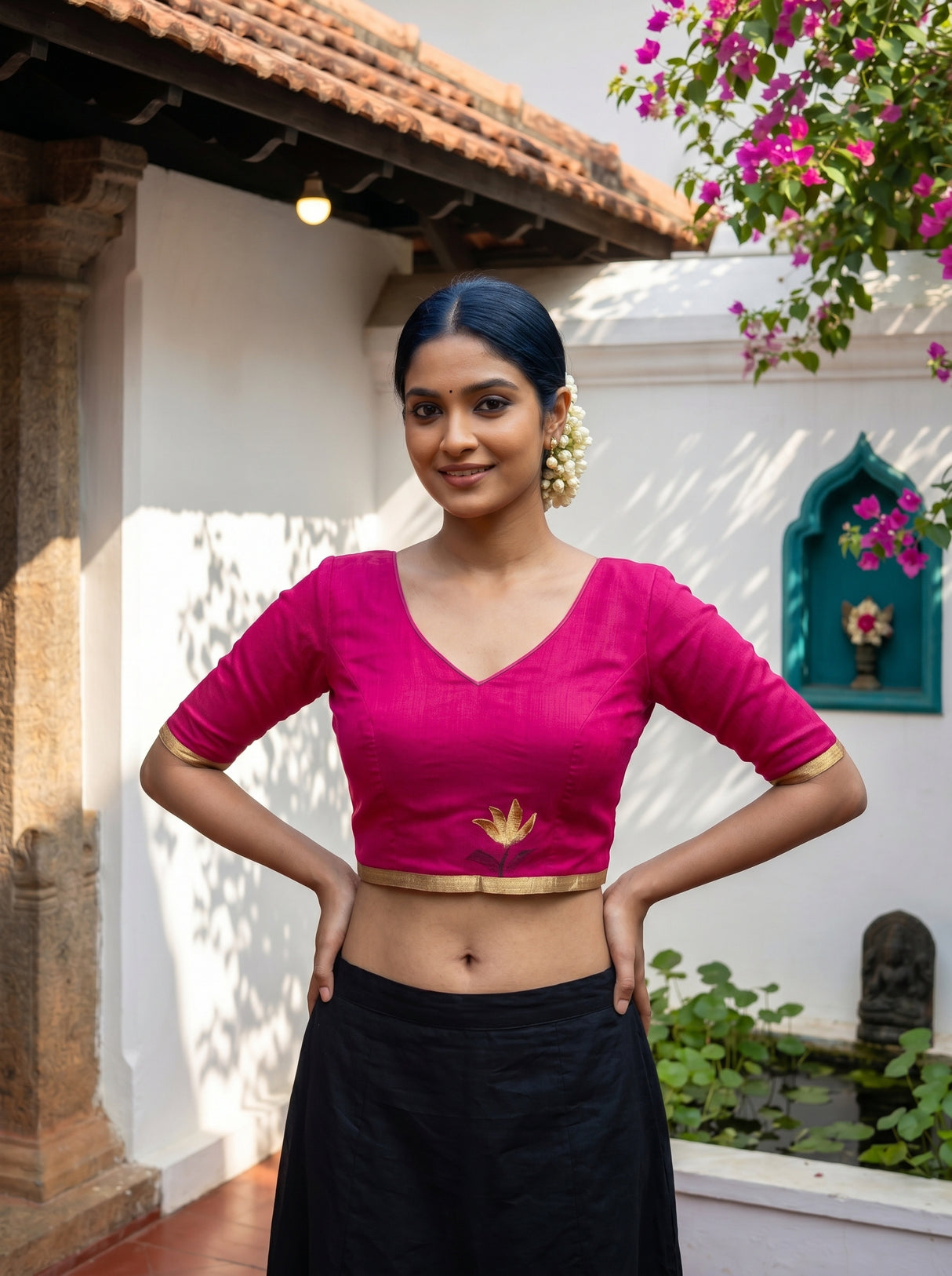 MIMOSA Rani Banarasi Art Silk Saree — blouse close-up