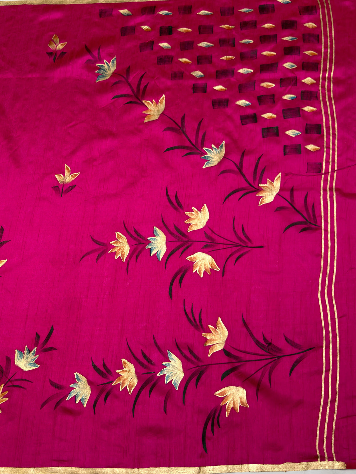 MIMOSA Rani Banarasi Art Silk Saree — pallu and zari work detail