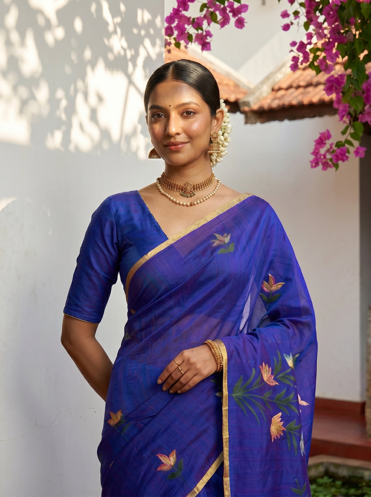 MIMOSA Violet Banarasi Art Silk Saree — pose 10 styling detail