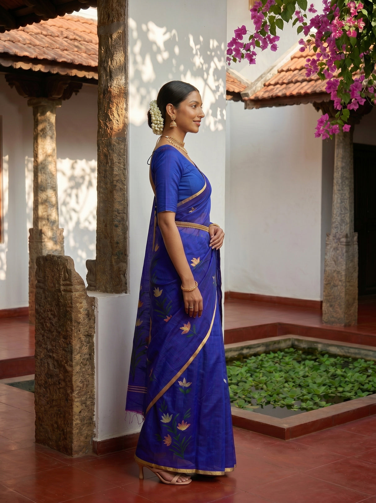 MIMOSA Violet Banarasi Art Silk Saree — Pallu and body detail