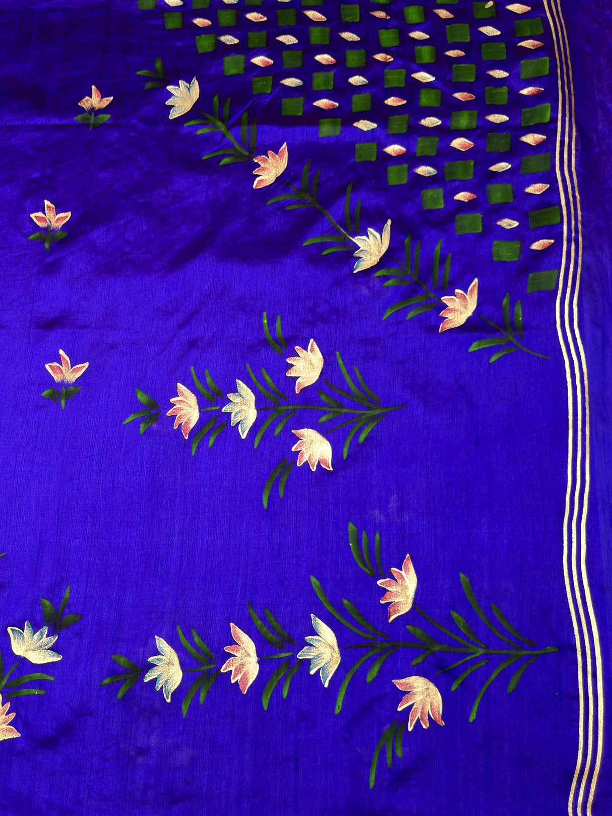 MIMOSA Violet Banarasi Art Silk Saree — pallu and zari work detail