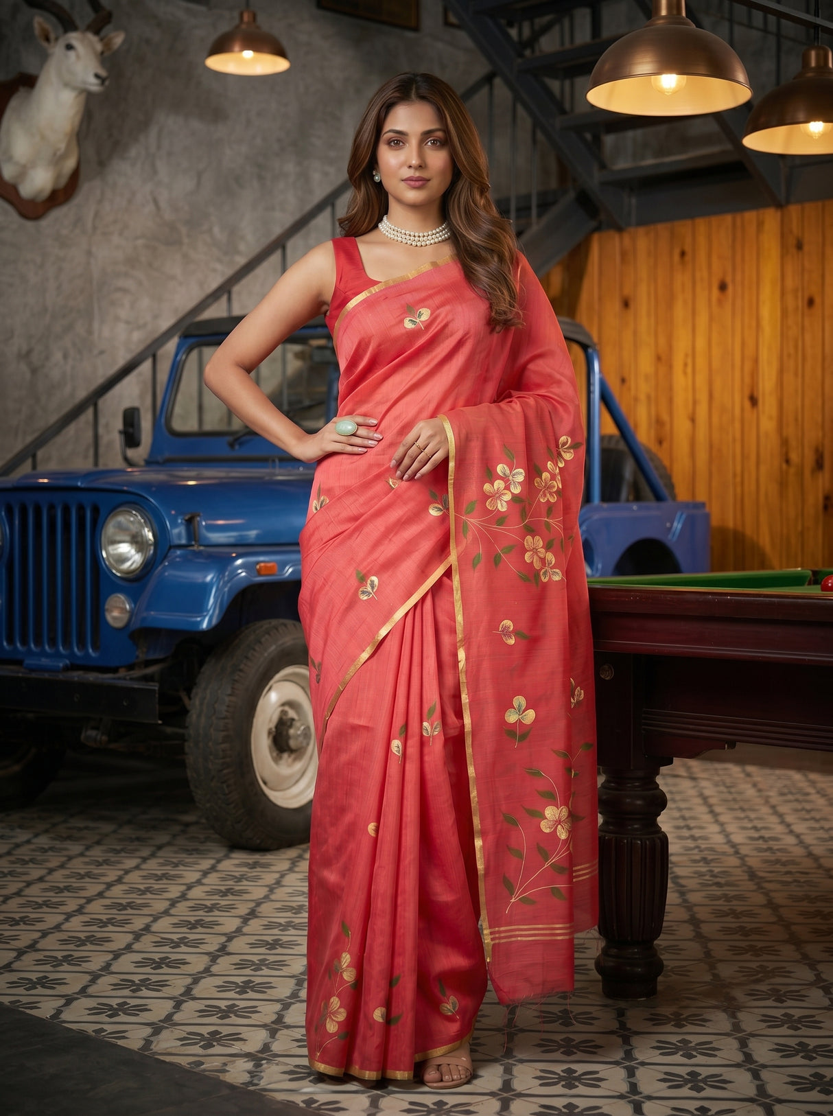 MIMOSA Gajari Banarasi Art Silk Saree — pose 4 styling detail