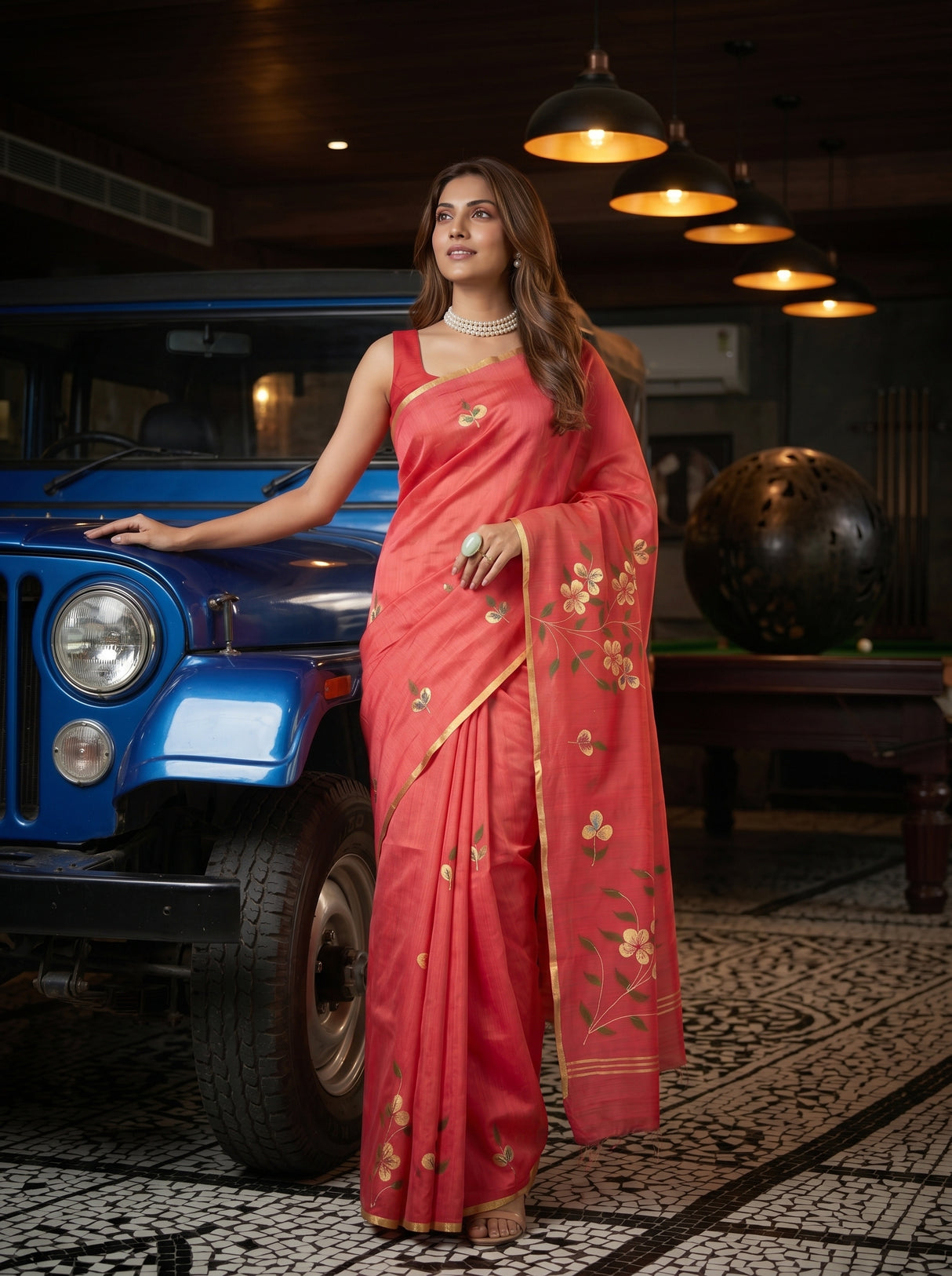 MIMOSA Gajari Banarasi Art Silk Saree — pose 5 styling detail