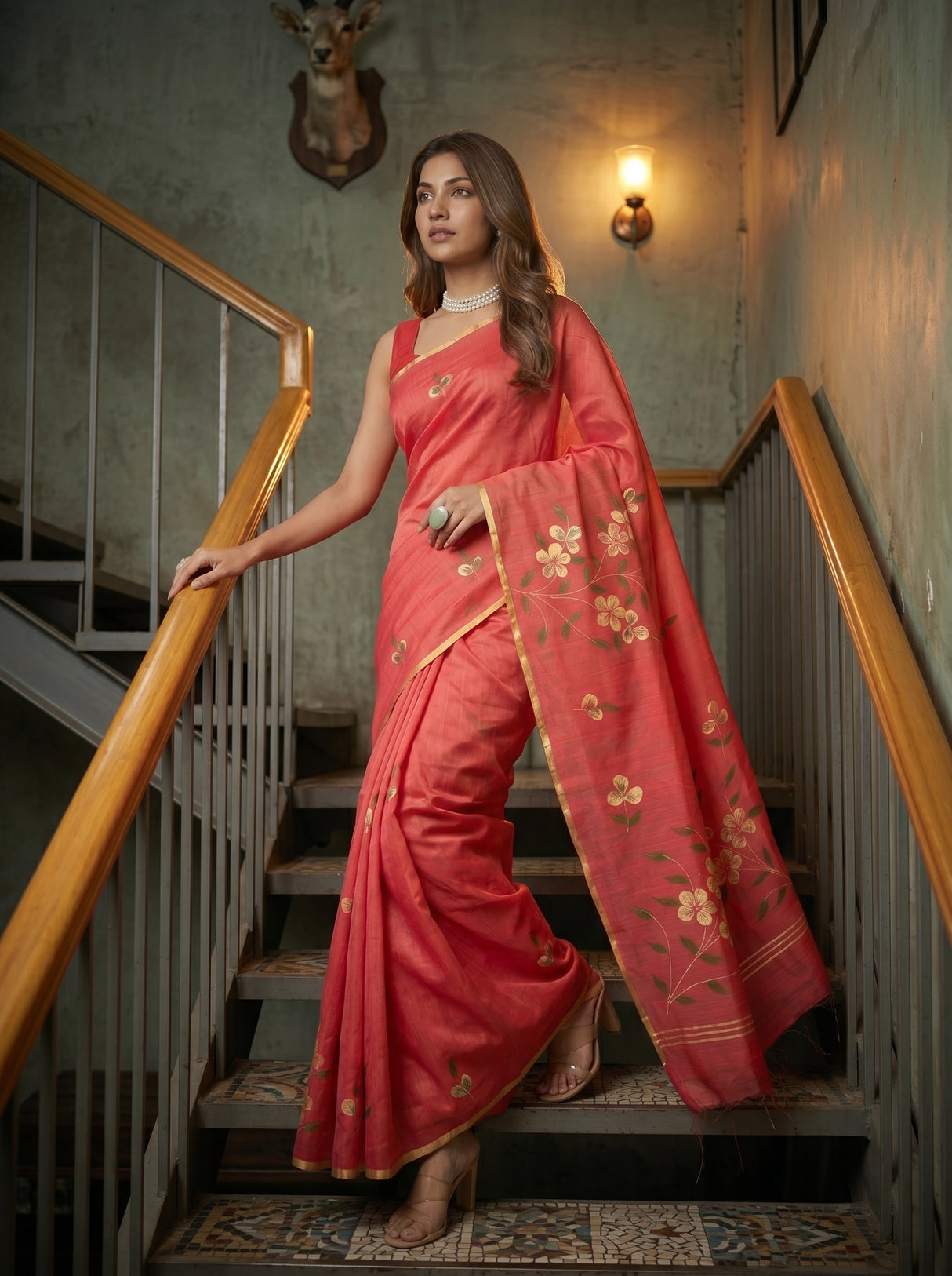 MIMOSA Gajari Banarasi Art Silk Saree — pose 6 styling detail