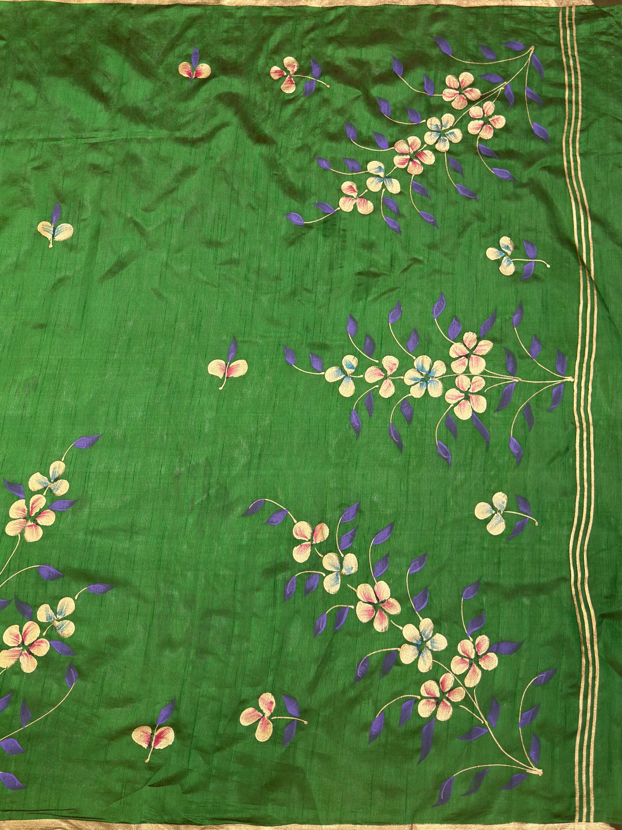 MIMOSA Green Banarasi Art Silk Saree — pallu and zari work detail