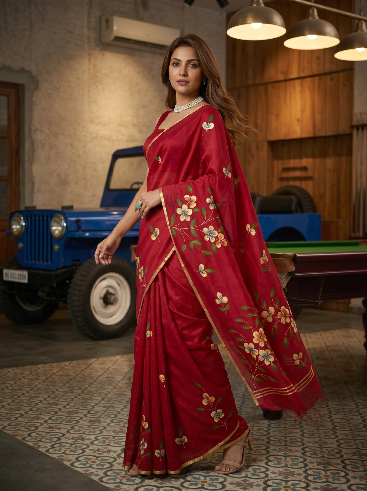 MIMOSA Maroon Banarasi Art Silk Saree — pose 9 styling detail