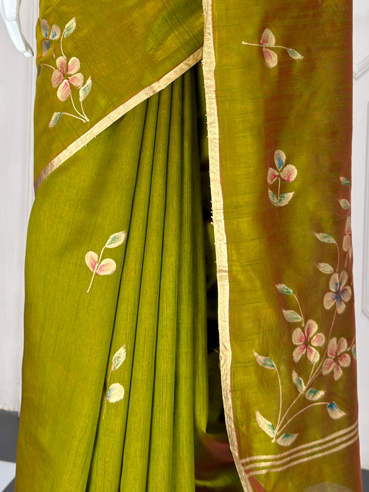 MIMOSA Olive Banarasi Art Silk Saree — fleets shot full lifestyle