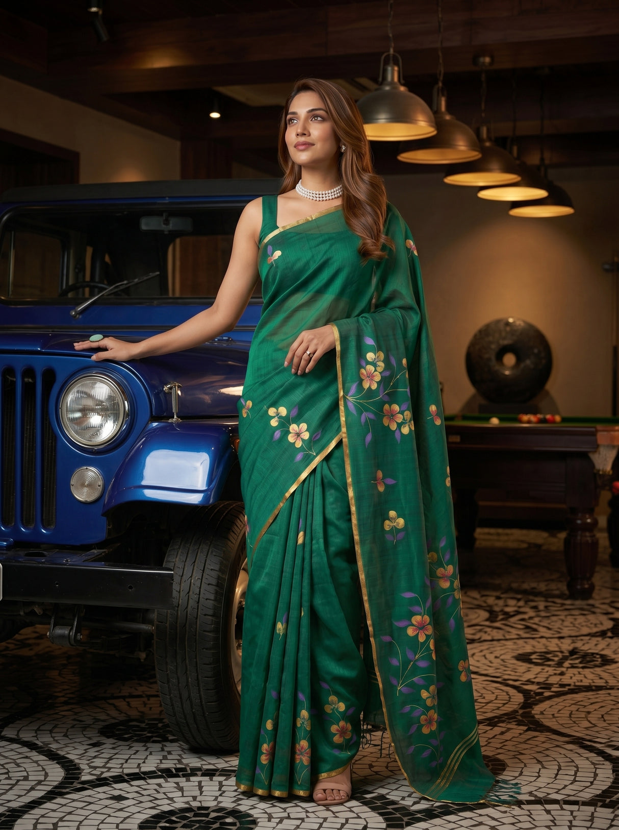 MIMOSA Rama Banarasi Art Silk Saree — pose 5 styling detail