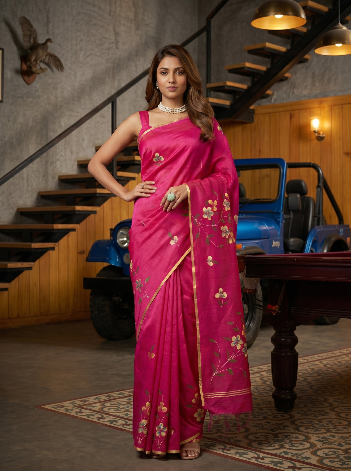 MIMOSA Rani Banarasi Art Silk Saree — pose 4 styling detail