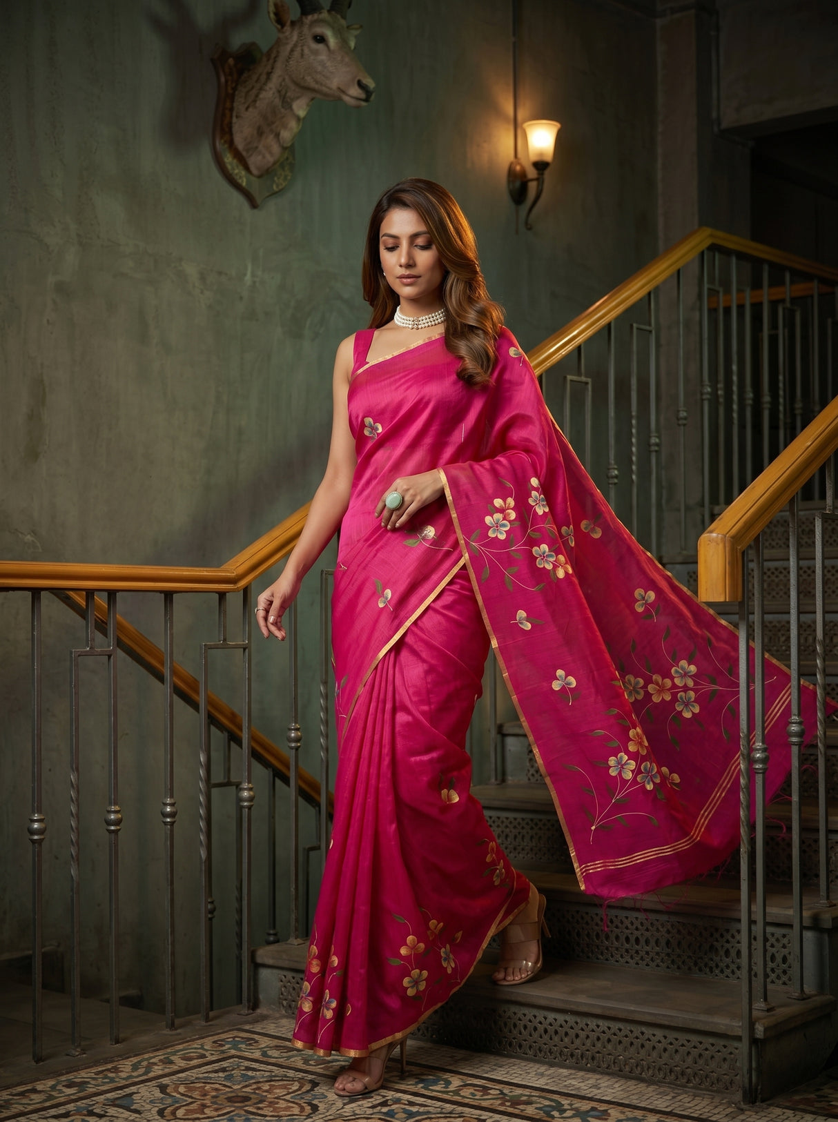 MIMOSA Rani Banarasi Art Silk Saree — pose 6 styling detail