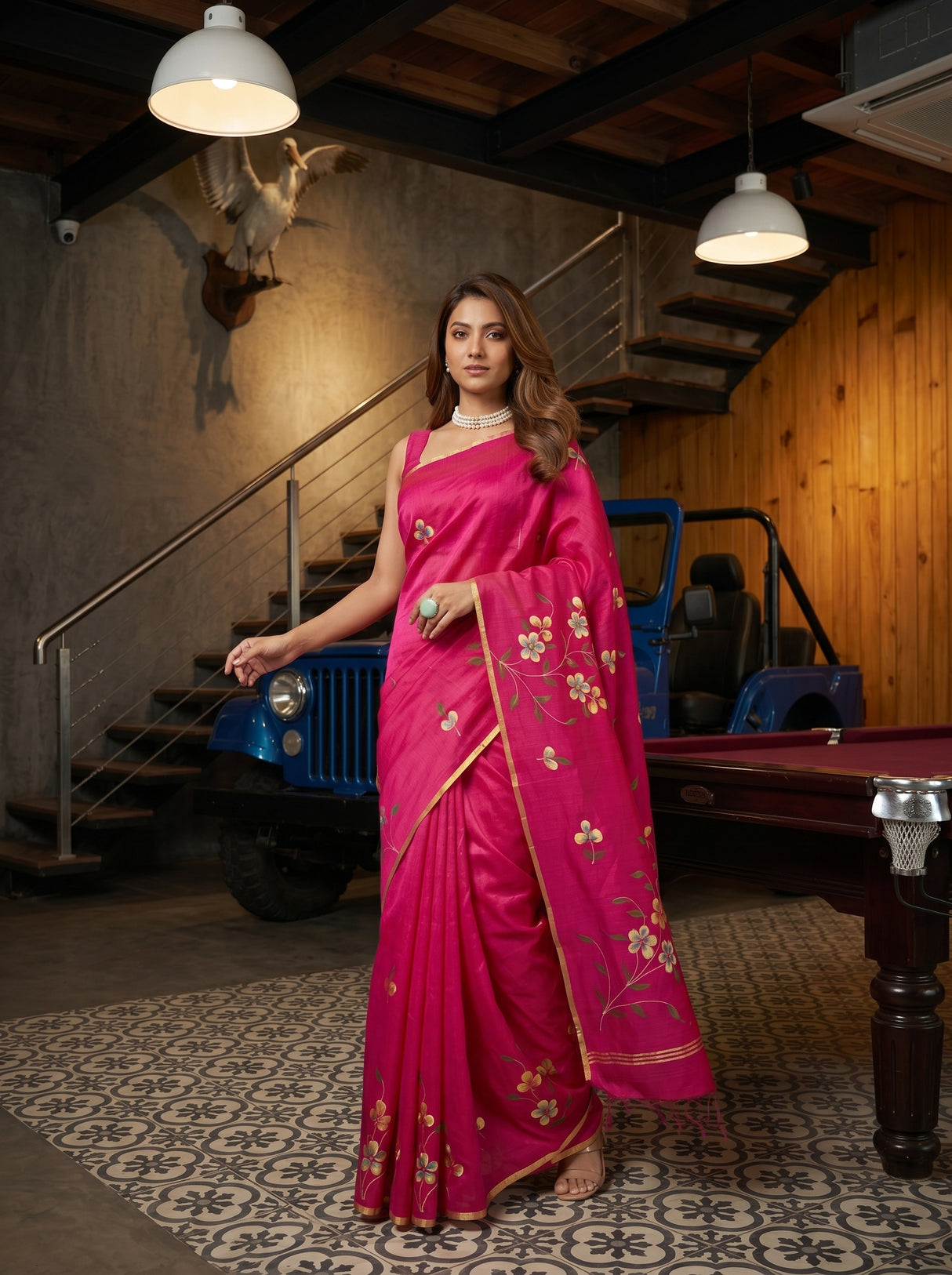 MIMOSA Rani Banarasi Art Silk Saree — pose 9 styling detail