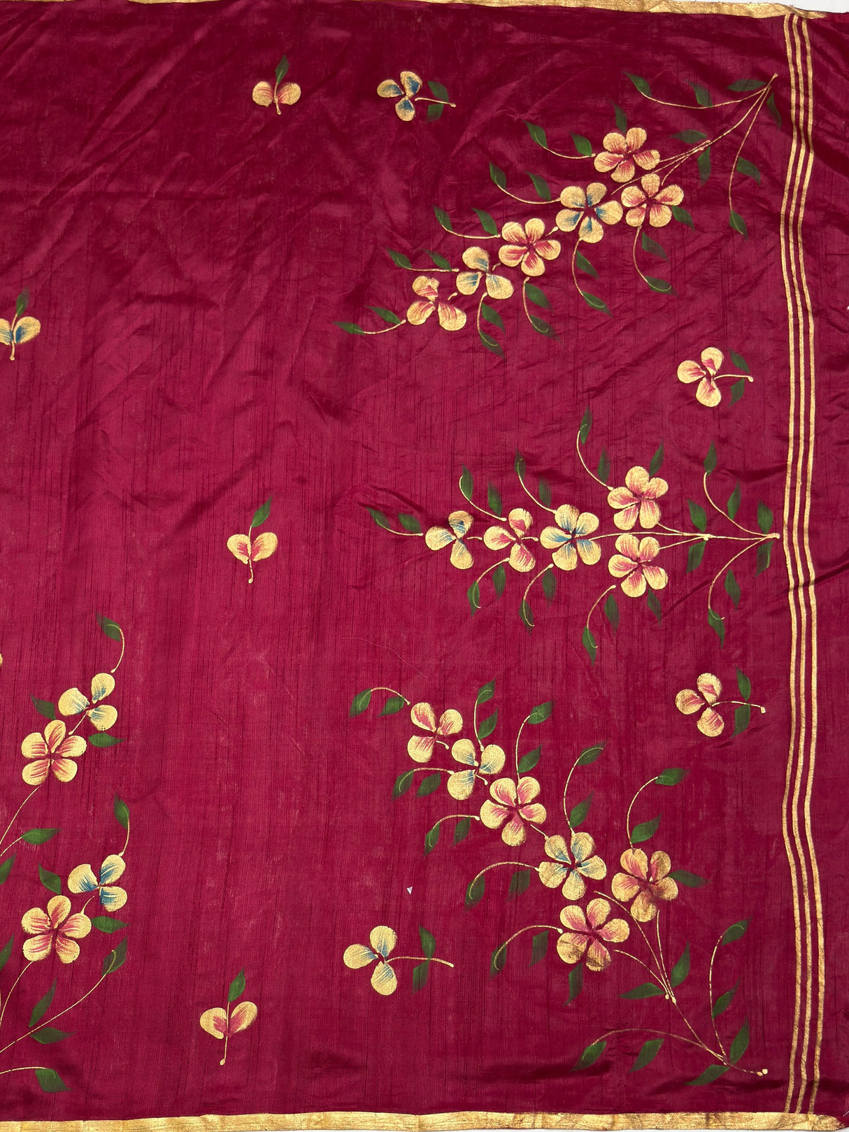 MIMOSA Wine Banarasi Art Silk Saree — pallu and zari work detail