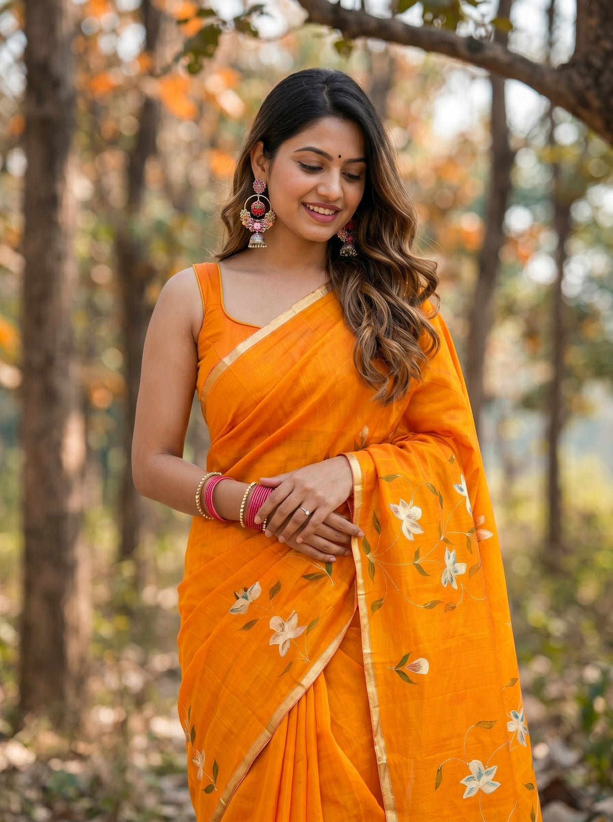 MIMOSA Gold Banarasi Art Silk Saree — pose 10 styling detail