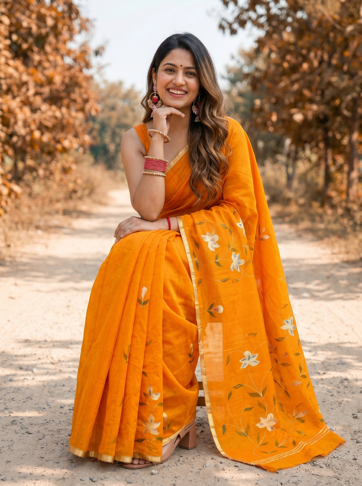 MIMOSA Gold Banarasi Art Silk Saree — pose 8 styling detail