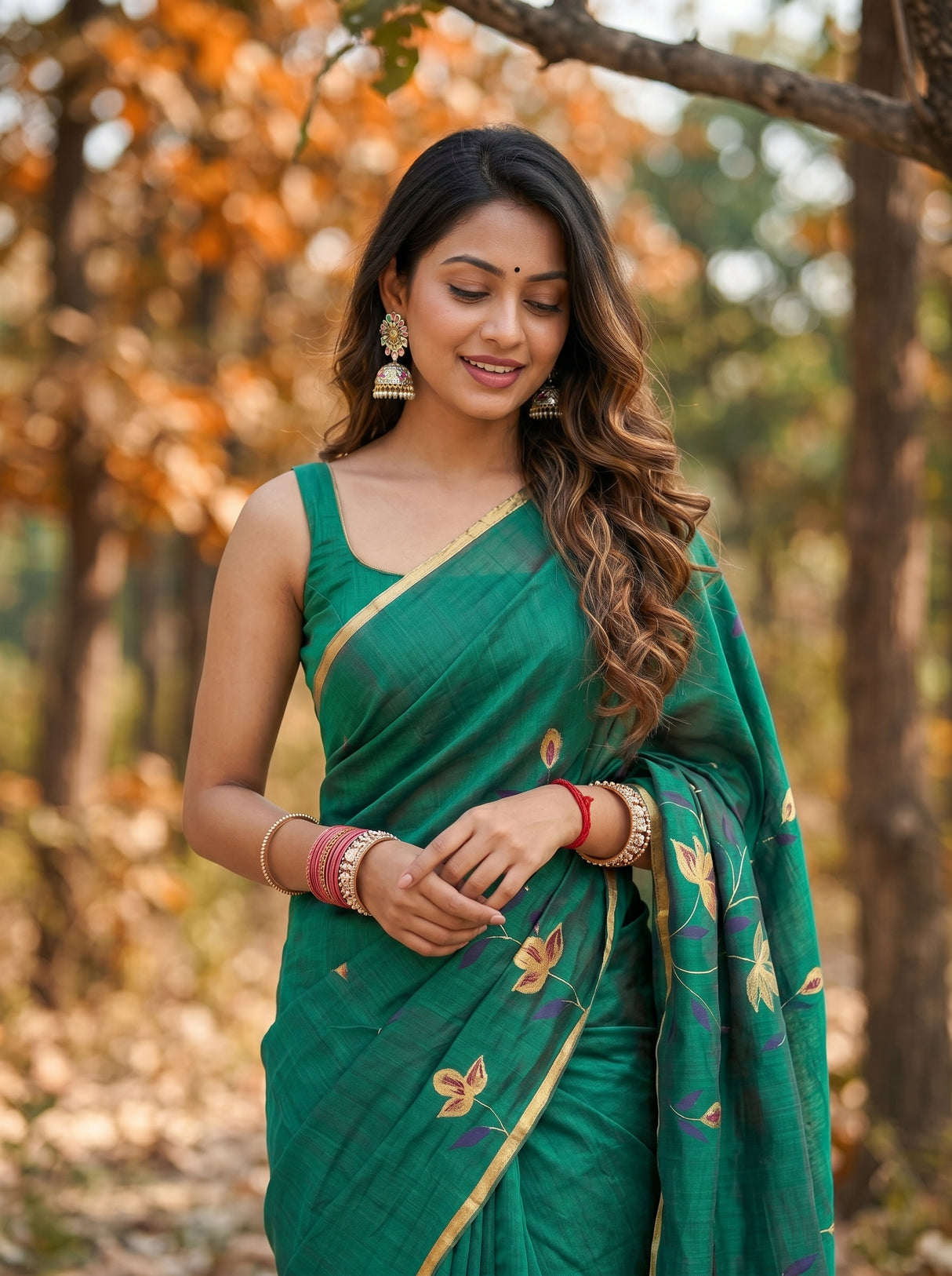 MIMOSA Rama Banarasi Art Silk Saree — pose 10 styling detail