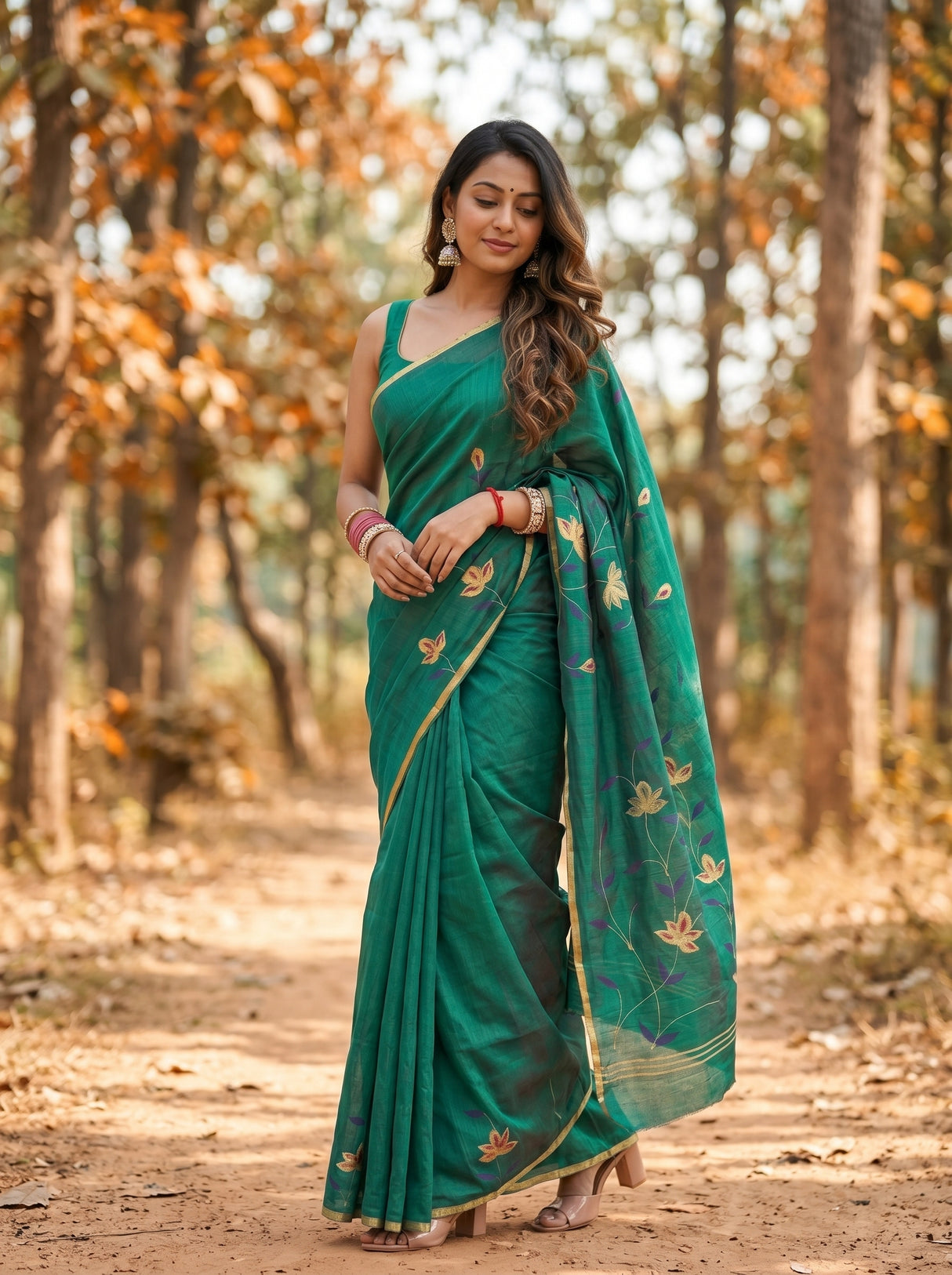 MIMOSA Rama Banarasi Art Silk Saree — pose 9 styling detail