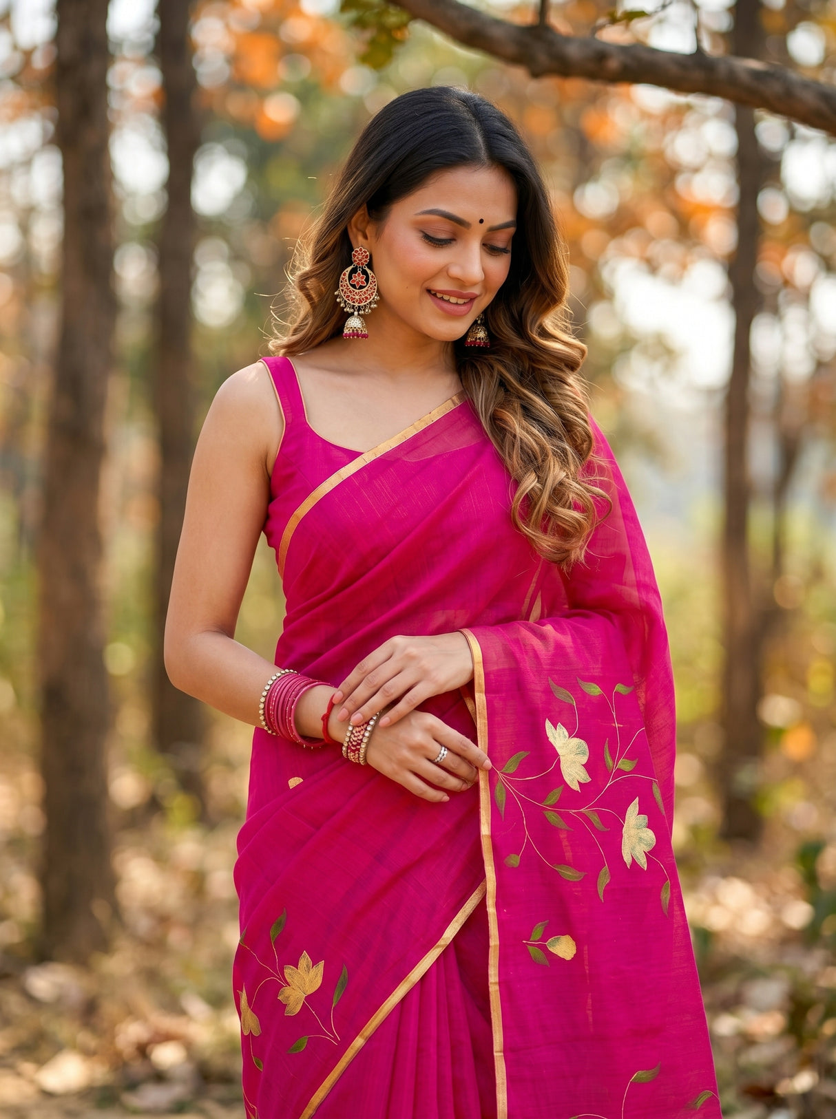 MIMOSA Rani Banarasi Art Silk Saree — pose 10 styling detail
