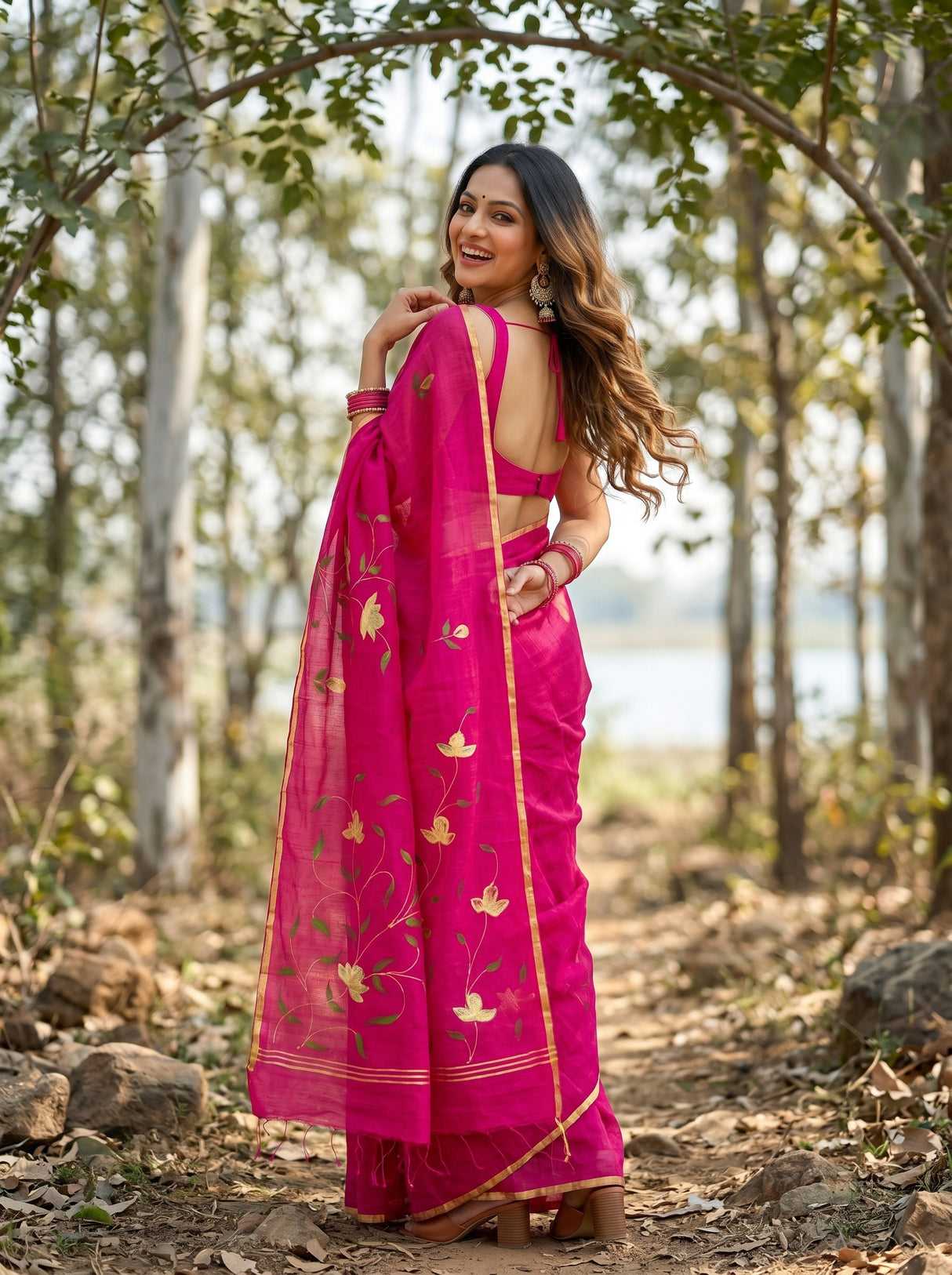 MIMOSA Rani Banarasi Art Silk Saree — pose 7 styling detail