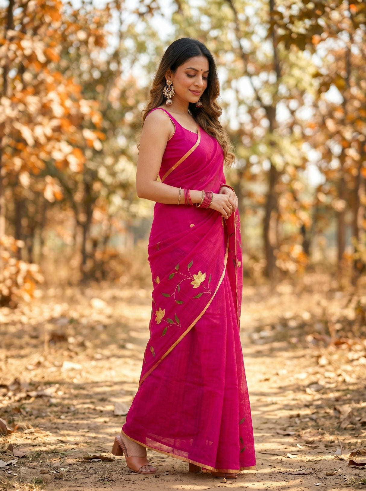 MIMOSA Rani Banarasi Art Silk Saree — pose 9 styling detail