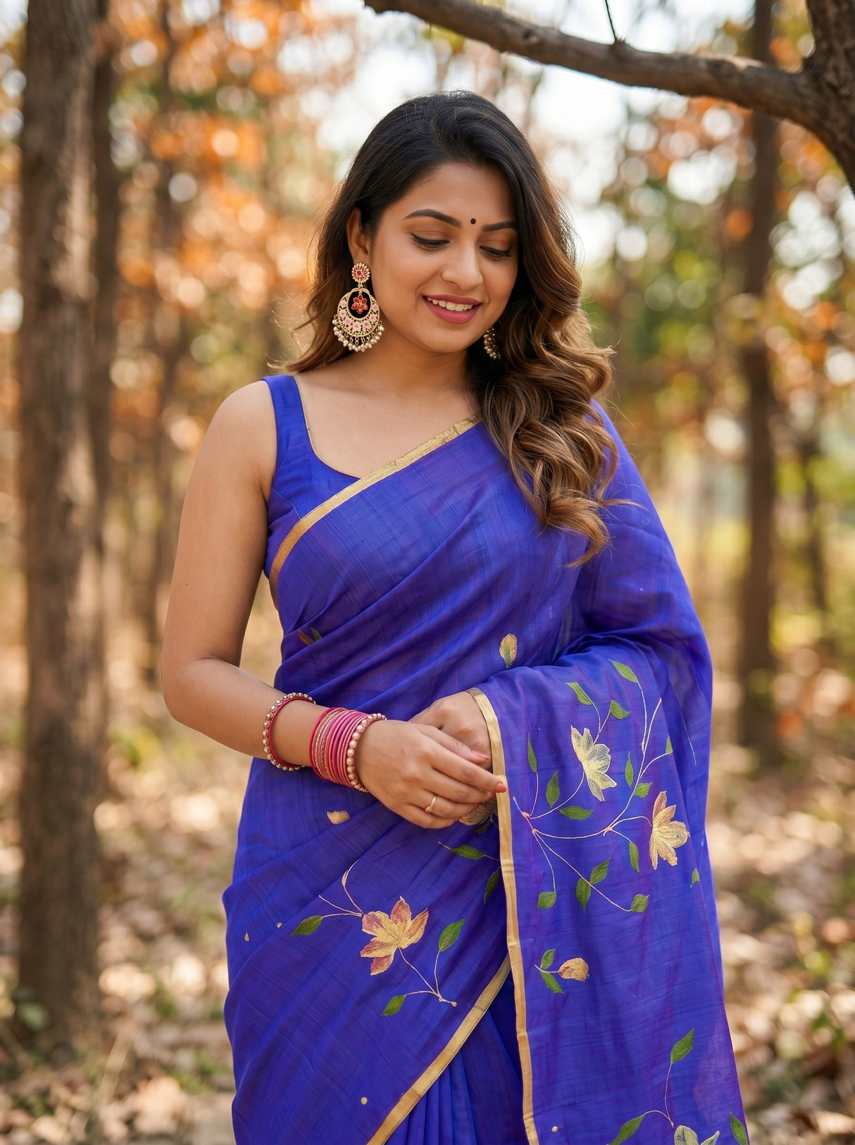 MIMOSA Violet Banarasi Art Silk Saree — pose 10 styling detail