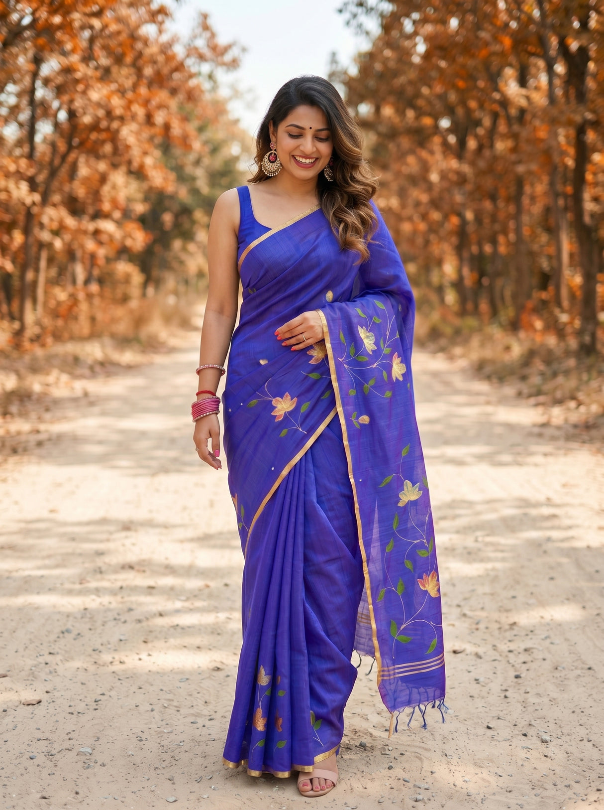 MIMOSA Violet Banarasi Art Silk Saree — pallu and body detail