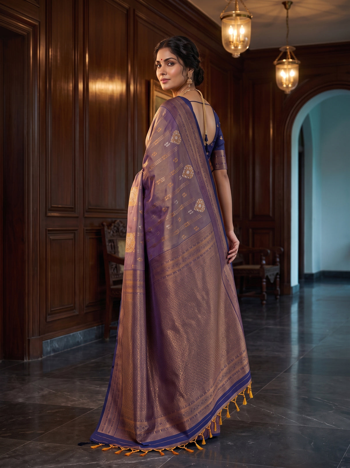MIMOSA Grey Saree Saree — pose 6 styling detail
