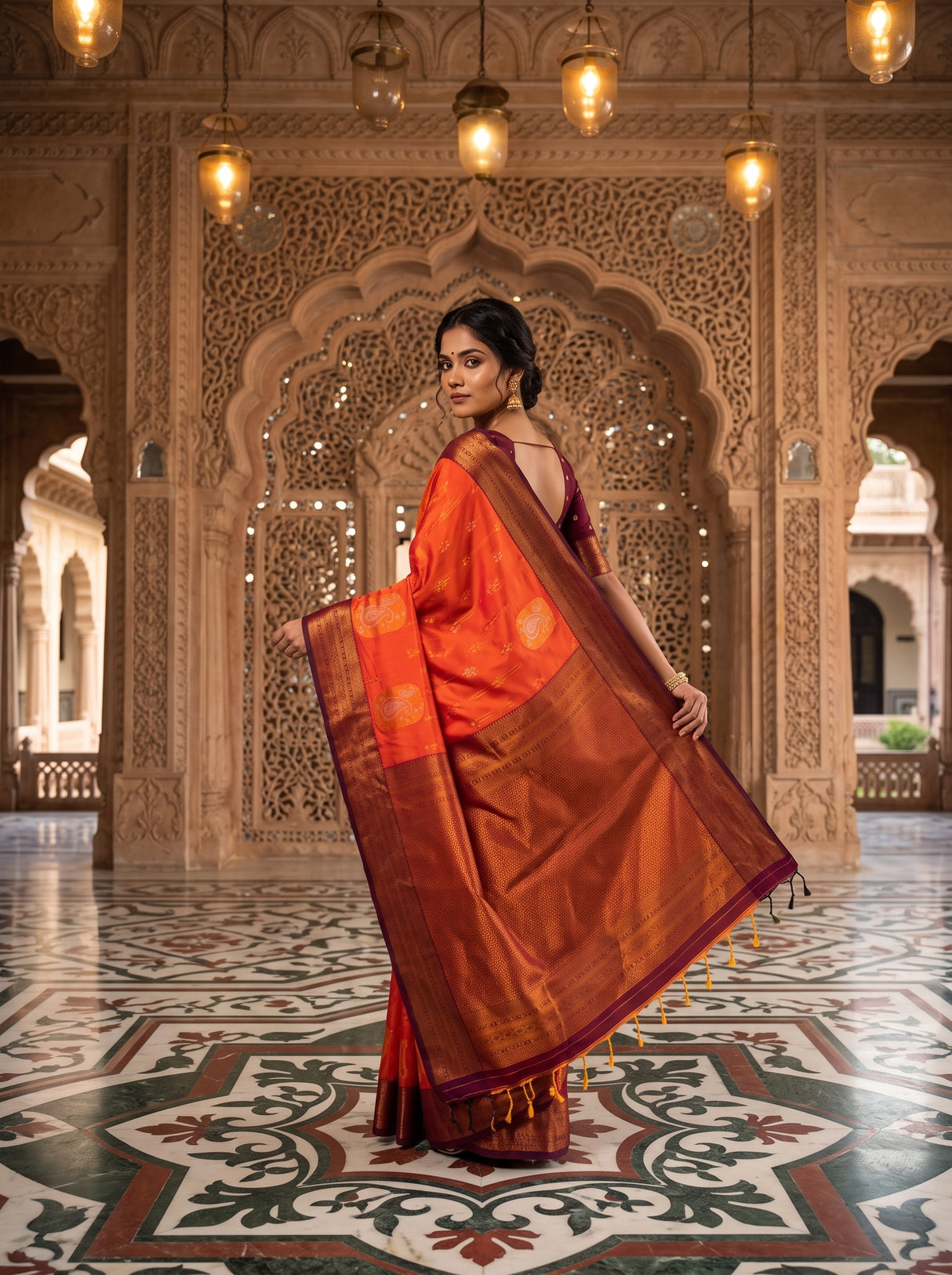 MIMOSA Mustard Saree Saree — pose 6 styling detail