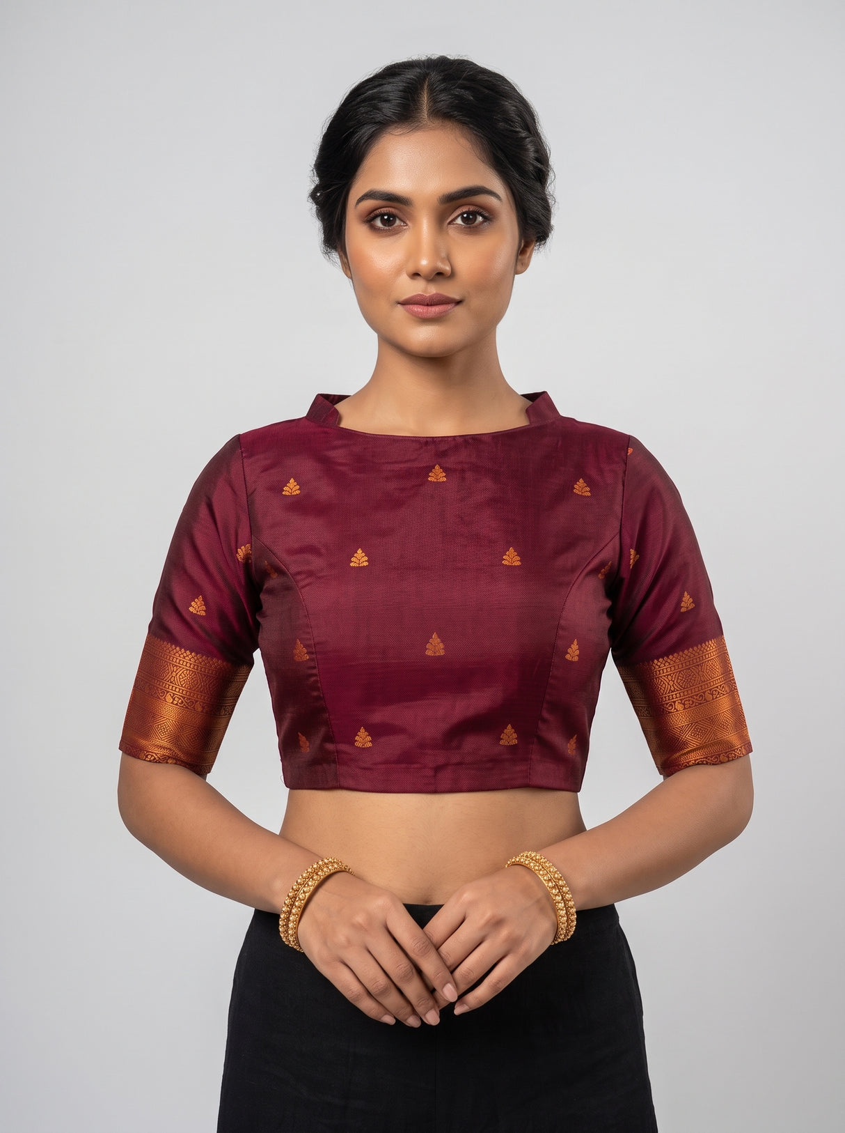 MIMOSA Mustard Saree Saree — blouse close-up
