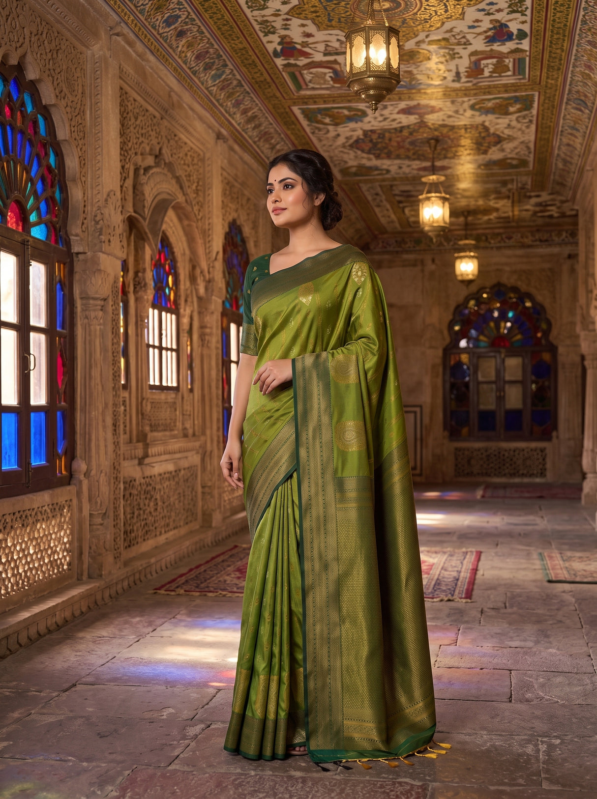 MIMOSA Olive Saree Saree — pose 3 styling detail